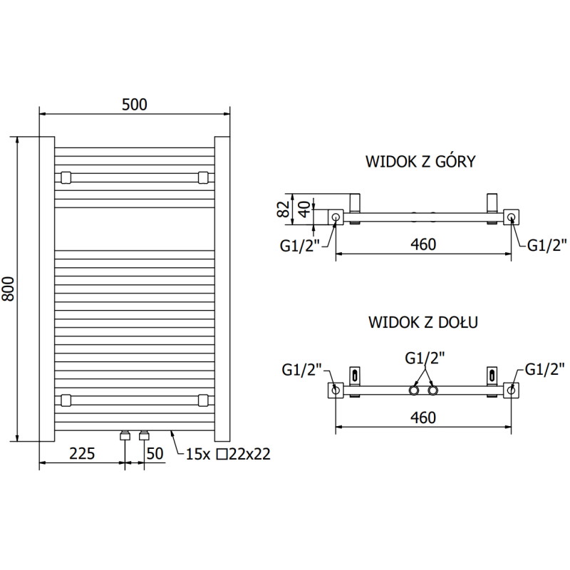 Mexen Pluton vonios radiatorius 800 x 500 mm, 410 W, juodas - W106-0800-500-00-70
