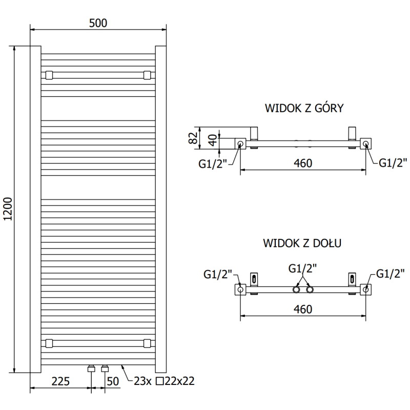 Mexen Pluton vonios radiatorius 1200 x 500 mm, 625 W, baltas - W106-1200-500-00-20