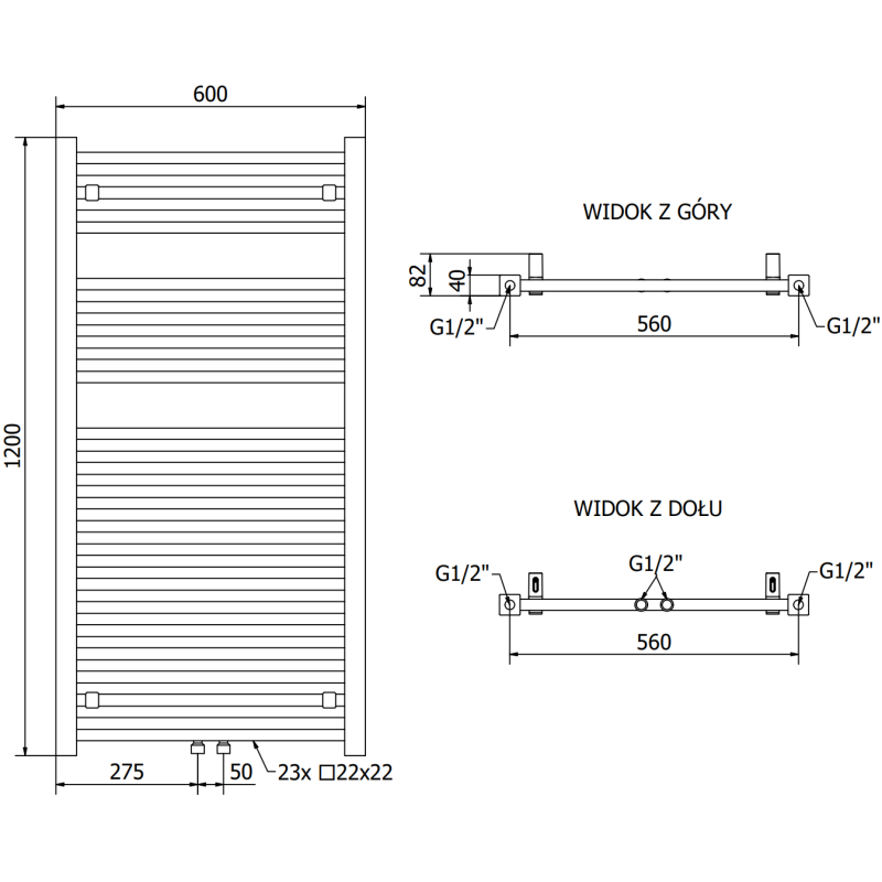 Mexen Pluton vonios kambario radiatorius 1200 x 600 mm, 726 W, baltas - W106-1200-600-00-20