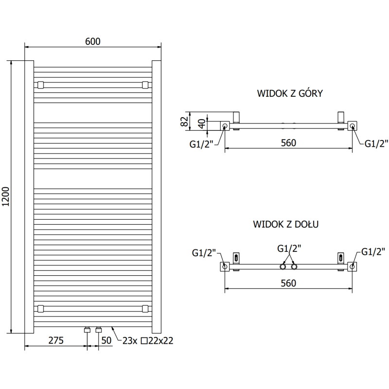 Mexen Pluton vonios radiatorius 1200 x 600 mm, 726 W, baltas - W106-1200-600-00-20
