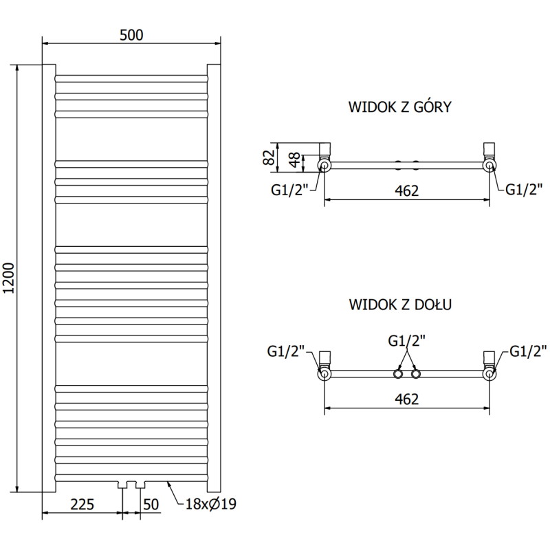 Mexen Yodo radiatorius vonios kambariui 1200 x 500 mm, 382 W, juodas - W113-1200-500-00-70