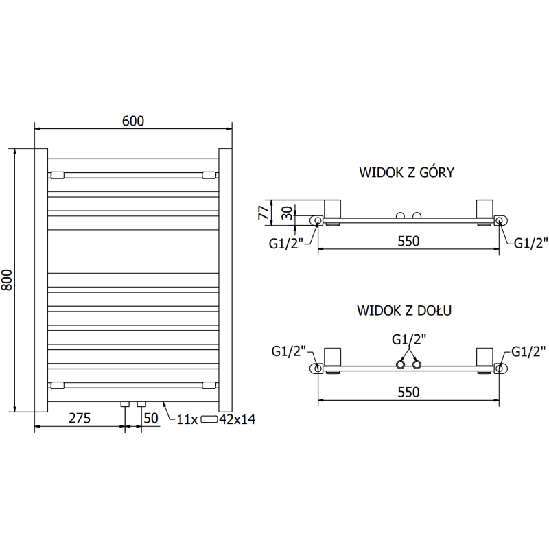 Mexen Uran vonios kambario radiatorius 800 x 600 mm, 425 W, baltas - W105-0800-600-00-20