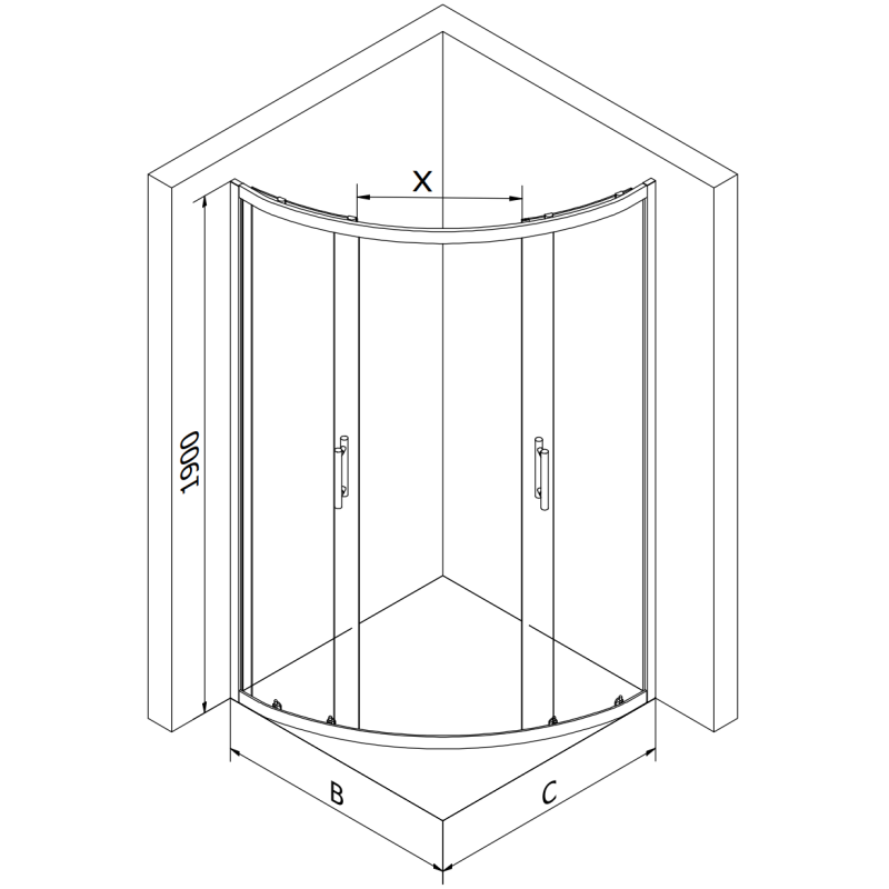 Mexen Rio pusapvalė dušo kabina 70 x 70 cm, baltos juostos, chromas + padėklas, baltas - 863-070-070-01-20-4710