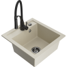 Mexen Vito vienos kameros granito virtuvės kriauklė su virtuviniu maišytuvu Aster, smėlio spalvos - 6503-69-73450-70-B