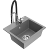 Mexen Milo vienosios kameros granitinis plautuvas su virtuviniu maišytuvu Aster, pilka - 6505-71-73450-07