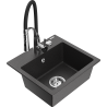 Mexen Milo granitinis plautuvė 1 skyrelio su virtuviniu maišytuvu Aster, juodas taškuotas - 6505-76-73450-07
