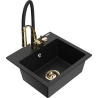 Mexen Milo granitinė virtuvės plautuvė su 1 dubeniu ir virtuviniu maišytuvu Aster, juoda - 6505-77-73450-57-G