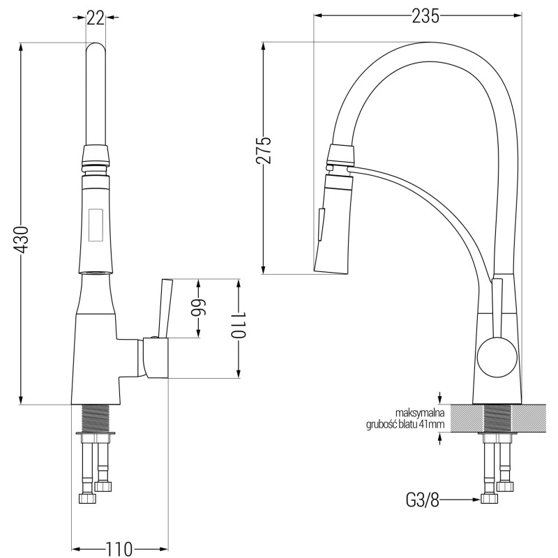 Mexen Gaspar granitinė 1,5 kamerų kriauklė su nusausintuvu ir virtuviniu maišytuvu Aster, smėlio spalvos