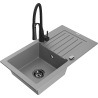 Mexen Pablo granito virtuvės plautuvė su viena plautuvine ir nutekėjimu ir virtuvės maišytuvu Aster, pilka - 6510-71-73450-70-B