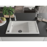 Mexen Elias granitinė vienos kameros kriauklė su nutekėjimu ir virtuviniu maišytuvu Aster, balta - 6511-20-73450-07-B