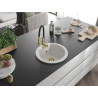 Mexen Diego granitinė vienos kameros plautuvė su virtuves maišytuvu Aster, balta - 6512-20-73450-57-G