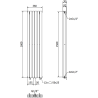 Mexen Dallas dekoratyvinis radiatorius 1600 x 360 mm, 1039 W, Juoda - W214-1600-360-00-70