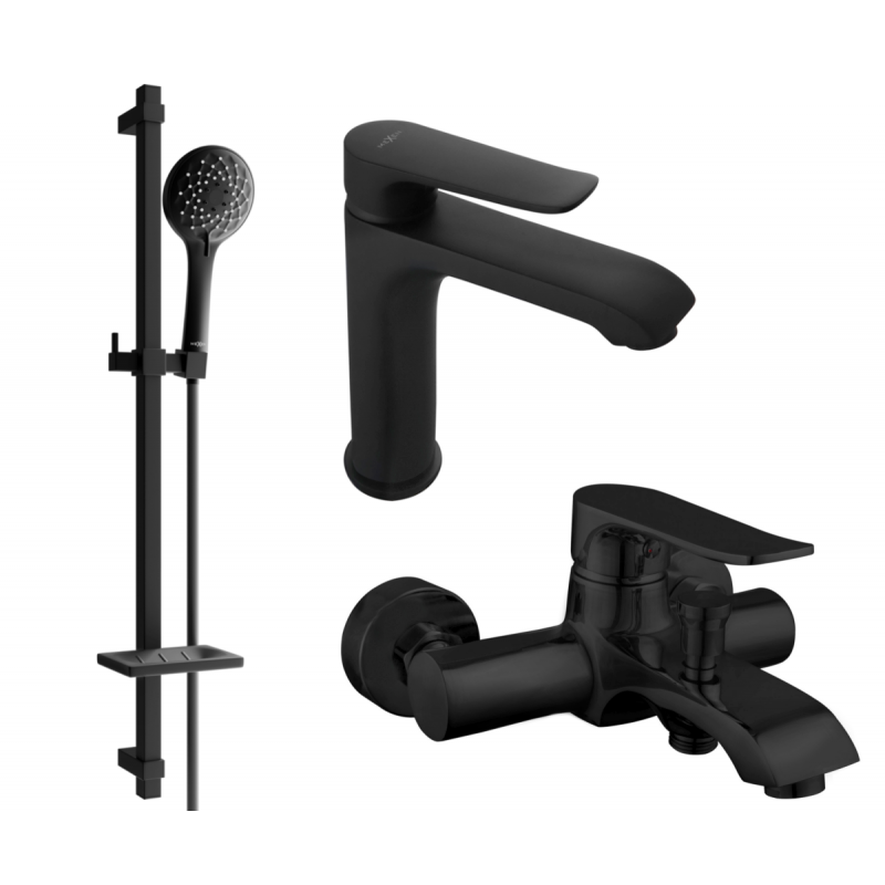 Mexen Pecos DQ40 vonios komplektas, juodas - 72703DQ40-70