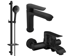 Mexen Pecos DQ40 vonios komplektas, juodas - 72703DQ40-70