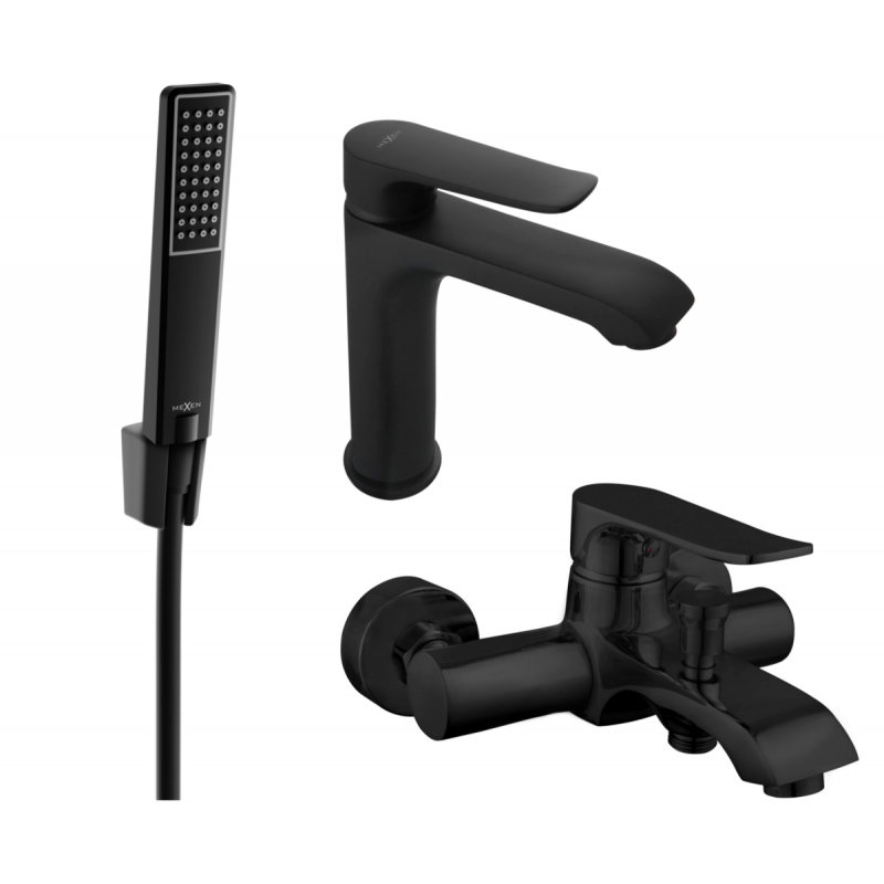 Mexen Pecos R72 vonios komplektas, juodas - 72703R72-70