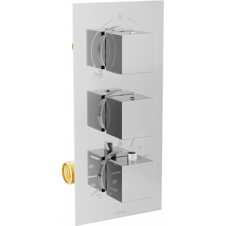 Mexen Cube termostatinė vonios ir dušo maišytuvas su 3 išėjimais, chromas - 77503-00