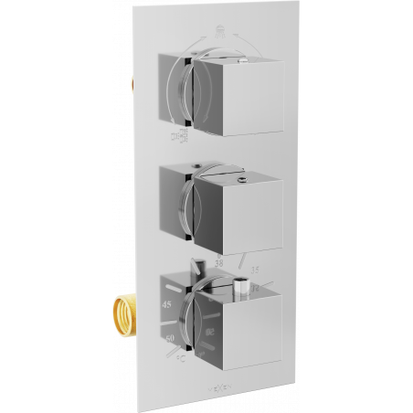 Mexen Cube termostatinis trijų išėjimų vonios ir dušo maišytuvas, chromas - 77503-00