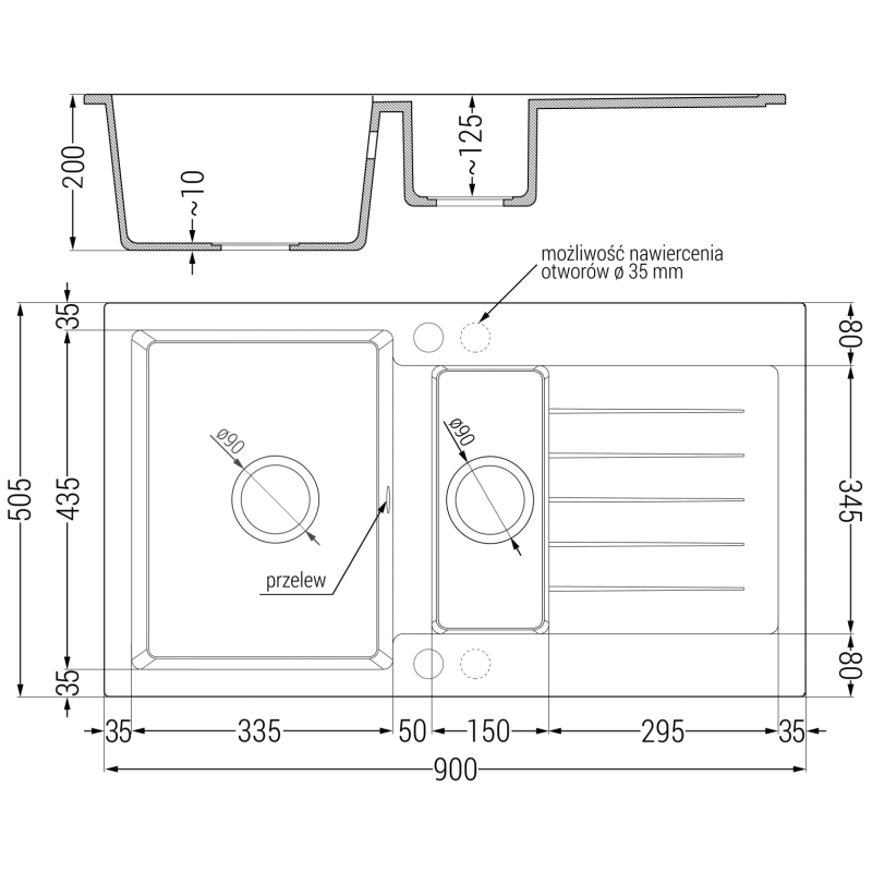 Mexen Matias granito plautuvė 1,5 dubens su nuovertėju ir Flora virtuvės čiaupu, pilka - 6502-71-670401-70-B