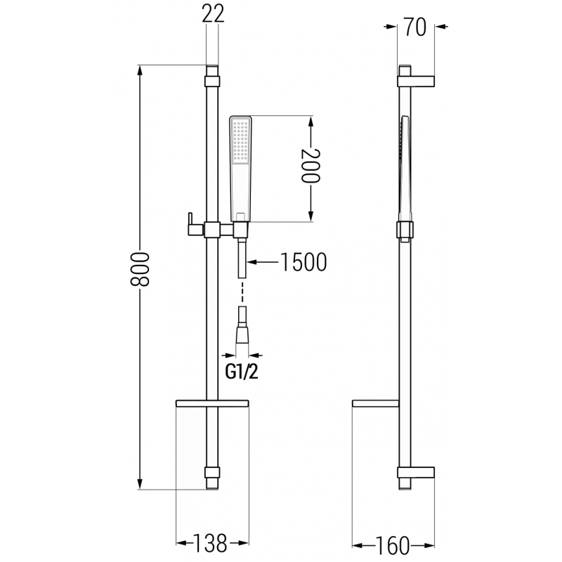 Mexen Pecos DQ72 vonios komplektas, juodas - 72713DQ72-70