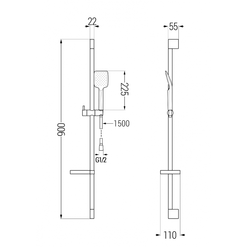 Mexen Pecos DS62 dušo komplektas, juodas - 72714DS62-70