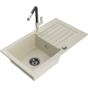 Mexen Pablo granitinis plautuvė 1 skyrius su nubėgimo zona ir Flora virtuvės maišytuvu, smėlinis - 6510-69-670401-07-B