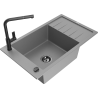 Mexen Elias granitinė vienos kameros plautuvė su nusausintuvu ir virtuviniu maišytuvu Flora, pilka - 6511-71-670401-70-B