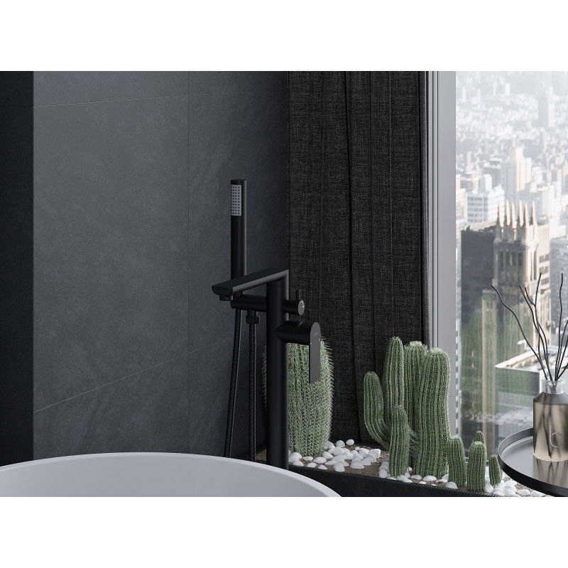 Mexen Leda laisvai stovinti vonios maišytuvas, juoda - 75633-70