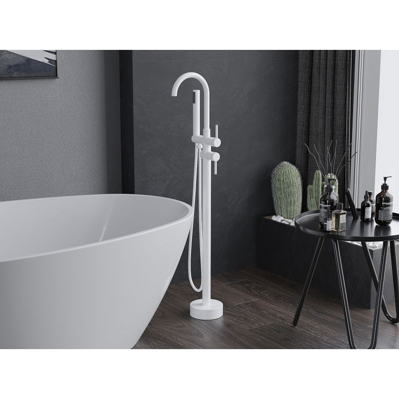 Mexen Alma laisvai pastatomas vonios maišytuvas, baltas - 75033-20