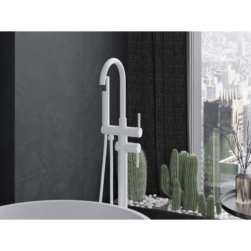 Mexen Alma laisvai pastatomas vonios maišytuvas, baltas - 75033-20