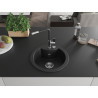 Mexen Diego 1-skyrius granitinė kriauklė su maišytuvu Flora, juoda - 6512-77-670401-07