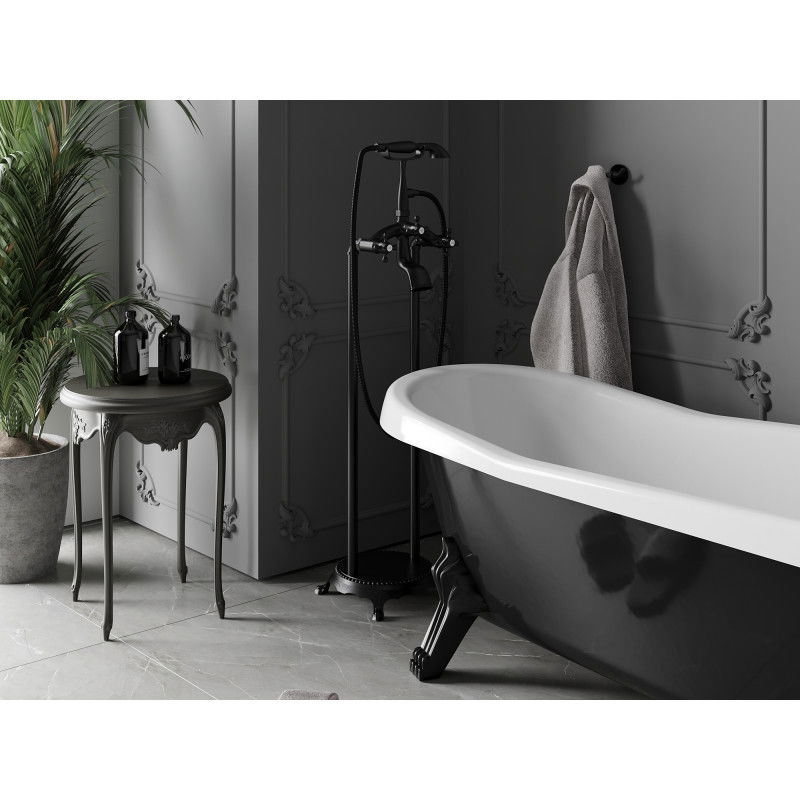 Mexen Retro laisvai pastatomas vonios maišytuvas, juodas - 75933-70