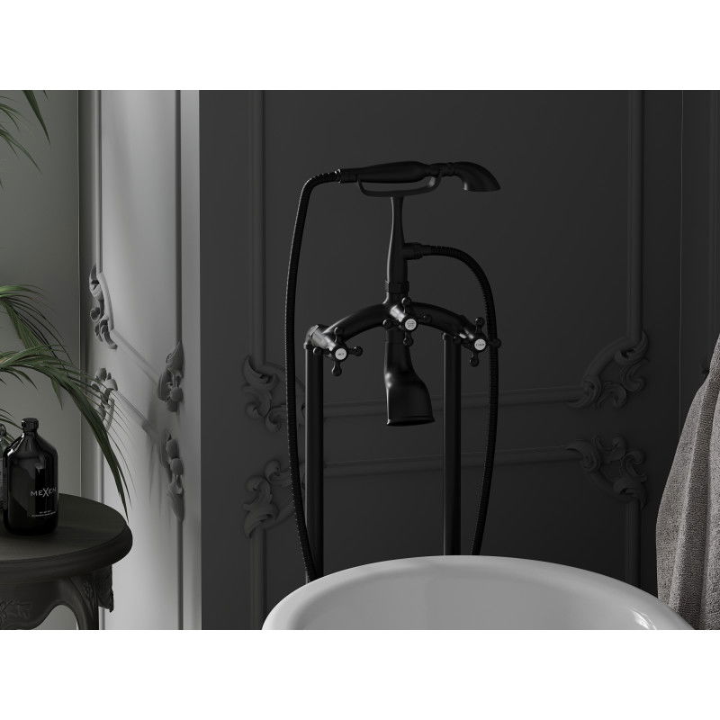 Mexen Retro laisvai pastatomas vonios maišytuvas, juodas - 75933-70