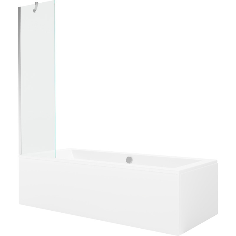 Mexen Cube stačiakampė vonia 170 x 80 cm su apdaila ir 1 varčios ekranu 50 cm, permatoma, chromas - 550517080X9505000001