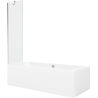 Mexen Cube stačiakampė vonia 170 x 80 cm su apdaila ir viengubu 50 cm užuolaidų ekranu, permatoma, chromas