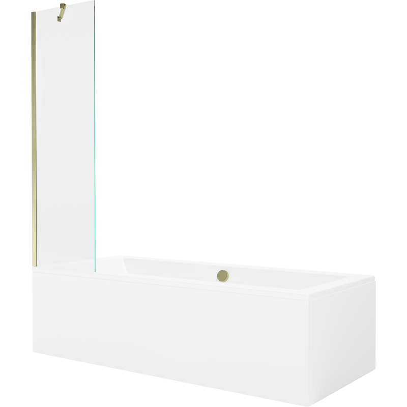 Mexen Cube stačiakampė vonia 170 x 80 cm su apdaila ir vienos durų 50 cm ekranu, skaidrus, auksinis - 550517080X9505000050