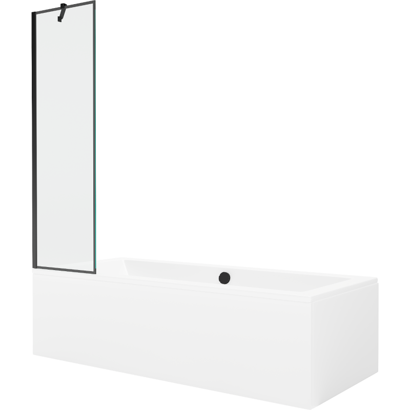 Mexen Cube stačiakampė vonia 170 x 80 cm su apdaila ir vienų durų pertvara 50 cm, juodas raštas - 550517080X9505007070