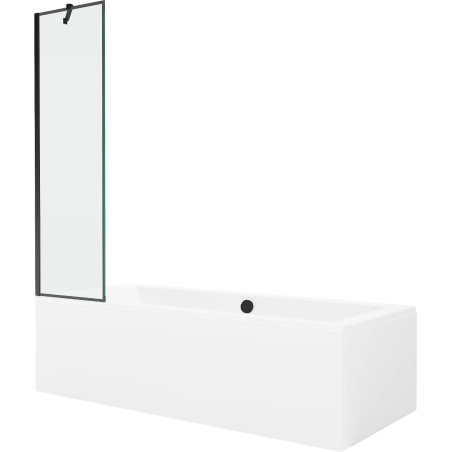 Mexen Cube stačiakampė vonia 170 x 80 cm su apdaila ir vienų durų pertvara 50 cm, juodas raštas - 550517080X9505007070