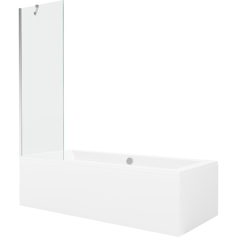 Mexen Cube stačiakampė vonia 170 x 80 cm su apdaila ir 1 varčios ekranu 60 cm, skaidri, chromuota - 550517080X9506000001