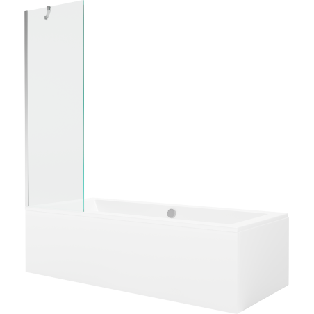 Mexen Cube stačiakampė vonia 170 x 80 cm su apdaila ir viengubu 60 cm ekranu, skaidrus chromas - 550517080X9506000001