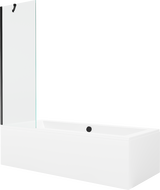 Mexen Cube stačiakampė vonia 170 x 80 cm su apdaila ir vienašakiniu pertvaru 60 cm, skaidrus, juodas - 550517080X9506000070