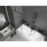 Mexen Cube stačiakampė vonia 170 x 80 cm su dangčiu ir 1 sparno pertvara 60 cm, juodas raštas - 550517080X9506007070