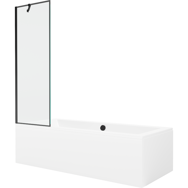 Mexen Cube stačiakampė vonia 170 x 80 cm su apdaila ir 1-dalių pertvara 60 cm, juodas raštas - 550517080X9506007070
