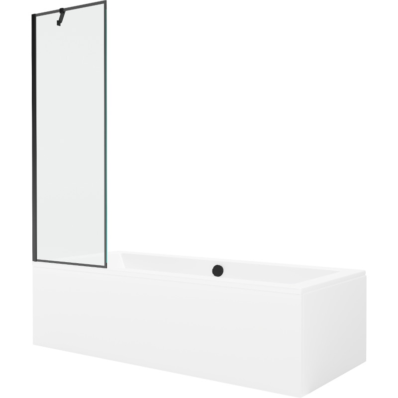 Mexen Cube stačiakampė vonia 170 x 80 cm su dangčiu ir 1 sparno pertvara 60 cm, juodas raštas - 550517080X9506007070