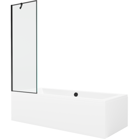 Mexen Cube stačiakampė vonia 170 x 80 cm su apdaila ir 1-dalių pertvara 60 cm, juodas raštas - 550517080X9506007070