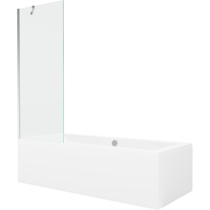 Mexen Cube stačiakampė vonia 170 x 80 cm su apdaila ir 1-duris ekranu 70 cm, skaidri, chromuota - 550517080X9507000001