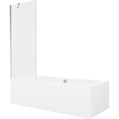 Mexen Cube stačiakampė vonia 170 x 80 cm su apdaila ir 1-duris šonine sienele 70 cm, skaidri, chromas - 550517080X9507000001