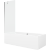 Mexen Cube stačiakampė vonia 170 x 80 cm su apdaila ir 1-duris šonine sienele 70 cm, skaidri, chromas - 550517080X9507000001