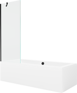 Mexen Cube stačiakampė vonia 170 x 80 cm su apdaila ir vieno sparno pertvara 70 cm, permatoma, juoda - 550517080X9507000070