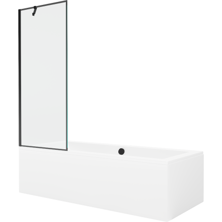 Mexen Cube stačiakampė vonia 170 x 80 cm su apdaila ir vienašoniu ekranu 70 cm, juodas raštas - 550517080X9507007070