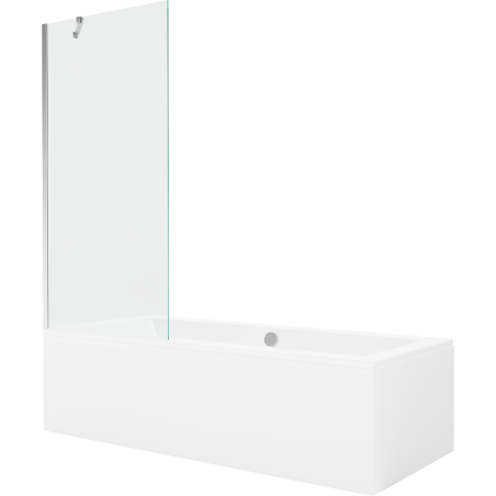 Mexen Cube stačiakampė vonia 170 x 80 cm su apdaila ir vienos dalies 80 cm ekranu, skaidrus, chromas - 550517080X9508000001